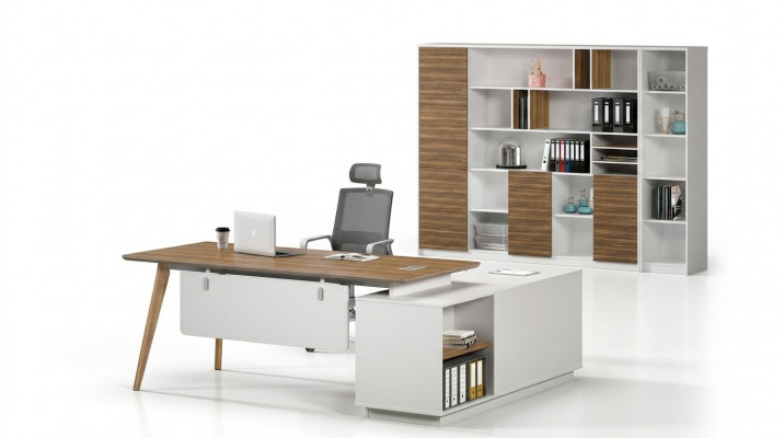 Ameublement de bureau 2 pièces Ensemble de table de chef et de classeur Tables Étagère Bureau