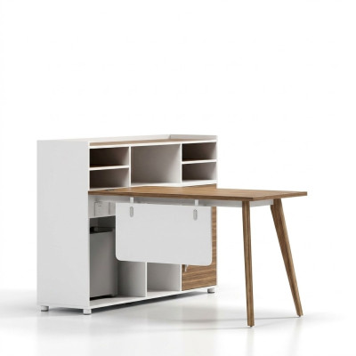 Bureau de luxe en bois au design moderne et aux couleurs vives.