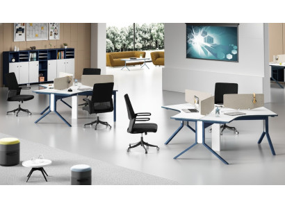 Table Mobilier de bureau Ameublement Tables Centre d'appels Bois 3 postes de travail