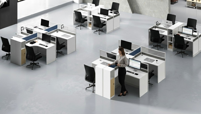 Bureau 4er Bureau Table Table de travail Mobilier Comptoir centre d'appels Mobilier