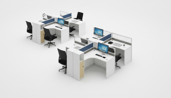 Bureau 4er Bureau Table Table de travail Mobilier Comptoir centre d'appels Mobilier