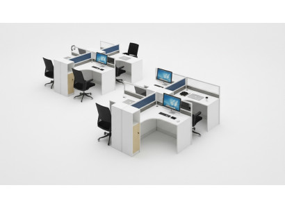Bureau 4er Bureau Table Table de travail Mobilier Comptoir centre d'appels Mobilier