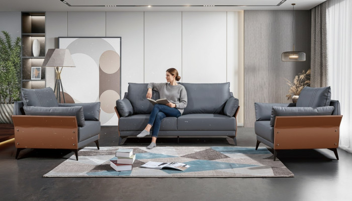 Ensemble de canapé 3+1+1 Places Canapés Canapé Rembourrage Suite Mobilier Canapés Cuir Bureau