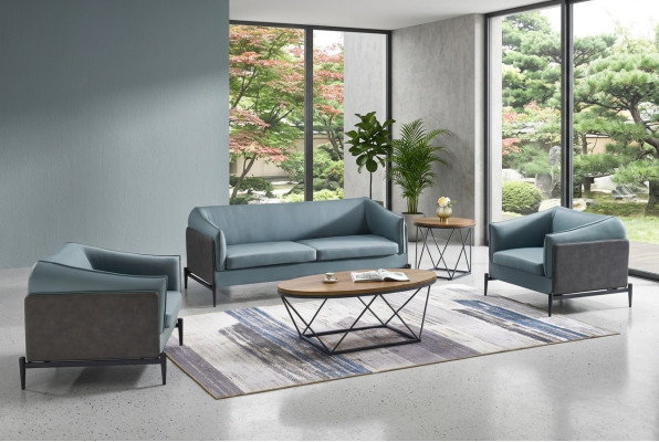 Ensemble de canapé luxueux 3+1+1 dans un style de designer moderne avec revêtement textile.