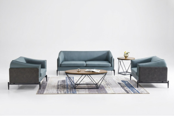 Ensemble de canapé luxueux 3+1+1 dans un style de designer moderne avec revêtement textile.