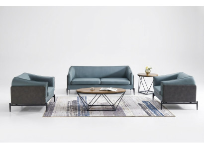 Ensemble de canapé luxueux 3+1+1 dans un style de designer moderne avec revêtement textile.