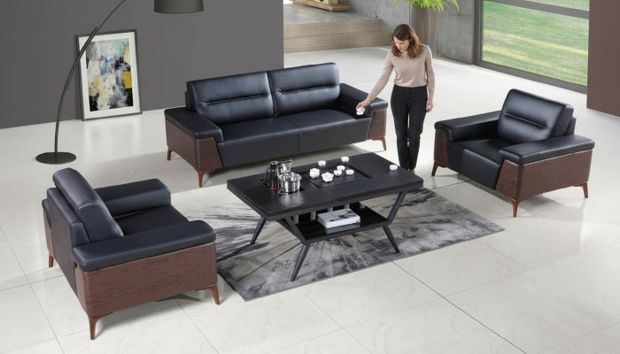 Ensemble de canapés design 3+1+1 places en cuir, canapés rembourrés pour mobilier de bureau neuf.