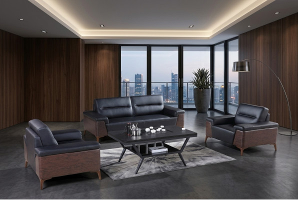 Ensemble de canapés design 3+1+1 places en cuir, canapés rembourrés pour mobilier de bureau neuf.