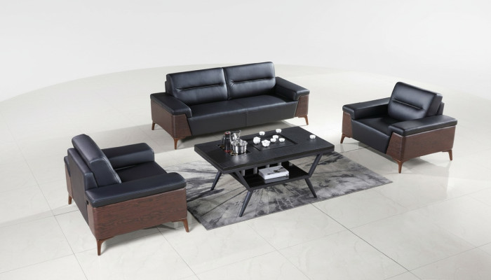 Ensemble de canapés design 3+1+1 places en cuir, canapés rembourrés pour mobilier de bureau neuf.