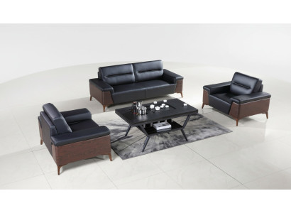 Ensemble de canapés design 3+1+1 places en cuir, canapés rembourrés pour mobilier de bureau neuf.