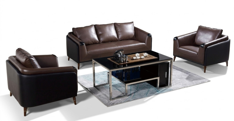 Ensemble de canapé : canapé en cuir 3+1+1, canapé, canapé, suite paysage vivant design moderne.