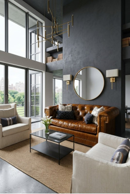 Canapé Chesterfield 3 places en cuir style classique de luxe Braun.