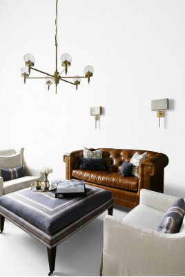 Canapé Chesterfield 3 places en cuir style classique de luxe Braun.