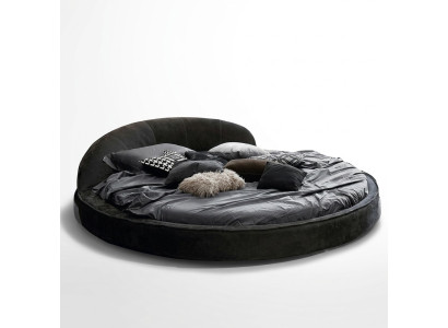 Lit rond design moderne Luxe Rembourrage Lits ronds Tissu textile Lits ronds nouveaux