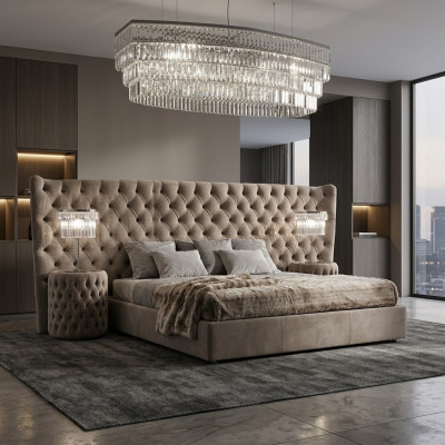 Rembourrage de lit Lits doubles de luxe Chambre à coucher Textile Chesterfield King Size