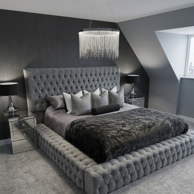 Chesterfield Lit Chambre de Luxe Hôtel Literie Rembourrée avec Boutons