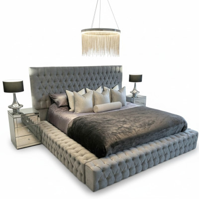 Chesterfield Lit Chambre de Luxe Hôtel Literie Rembourrée avec Boutons