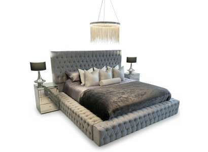 Chesterfield Lit Chambre de Luxe Hôtel Literie Rembourrée avec Boutons