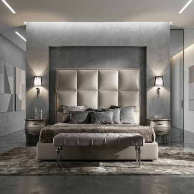 Lit double Lits Designer textile Mariage Lit moderne Chambre Lit Revêtement textile