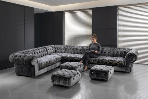 Conception de canapé rembourré moderne et luxueux à trois places 250x350cm
