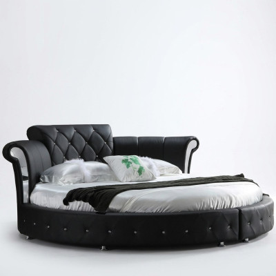 Lit Chesterfield de luxe Design Rond Rembourrage Lit Rond Classique Cuir Velours