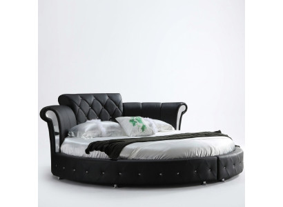 Lit Chesterfield de luxe Design Rond Rembourrage Lit Rond Classique Cuir Velours
