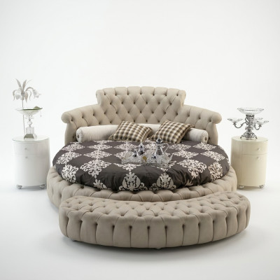Lit rond Design rond Lit double en cuir Cadre de lit de luxe hôtel