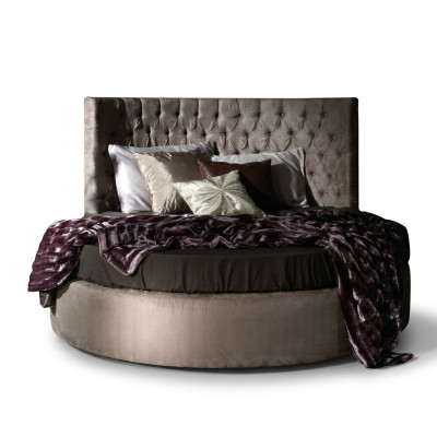 Lit rond de luxe Chesterfield Lit rond classique en velours textile hôtel en cuir nouveau
