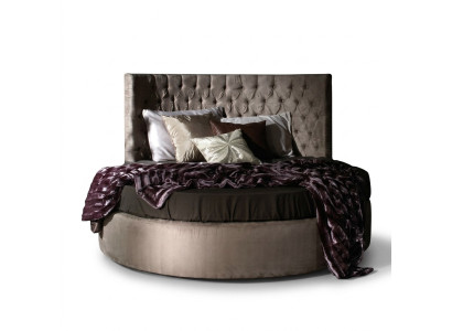 Lit rond de luxe Chesterfield Lit rond classique en velours textile hôtel en cuir nouveau