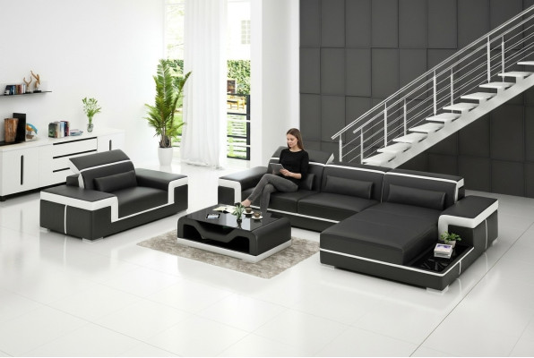 Ensemble de canapé d'angle Canapé Rembourrage Suite d'angle Fauteuil Paysage de vie en forme de L