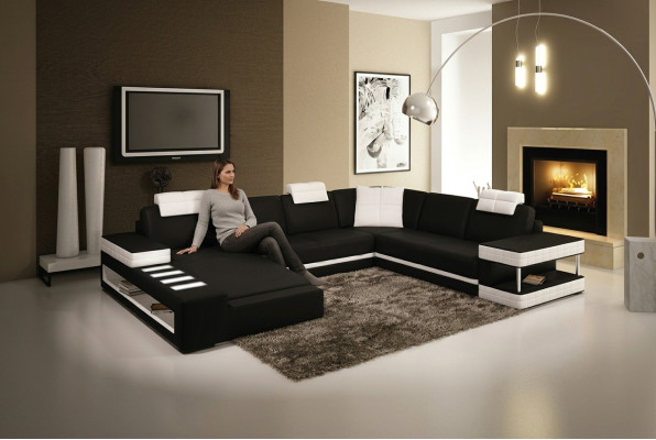 Canapé en forme de U Suite de tapisserie de meubles Paysage de vie Design Canapé d'angle de luxe