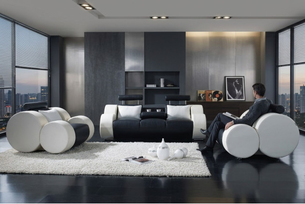 Ensemble de canapés Sets Set Canapés Design Canapés Rembourrage Cuir 311 Canapé 3 places