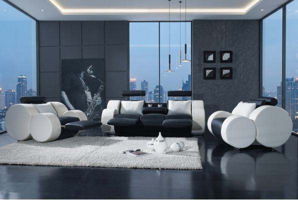 Ensemble de canapés Sets Set Canapés Design Canapés Rembourrage Cuir 311 Canapé 3 places