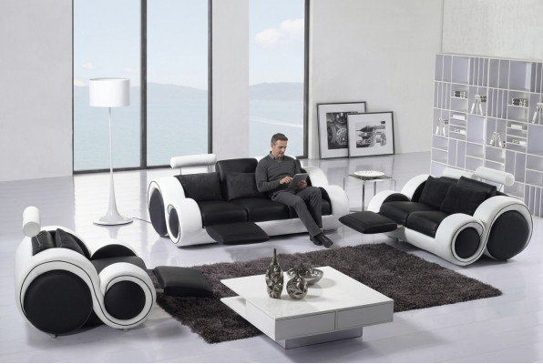 Ensemble de canapé 3+2+1 Fonction Relax Canapé en cuir Sets de canapés