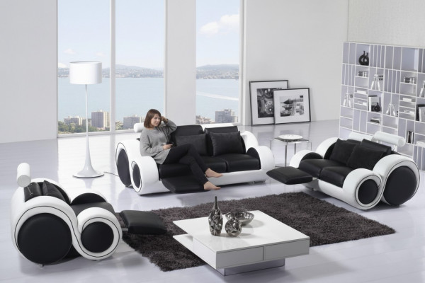 Ensemble de canapés design 3+1+1 Canapé en cuir Suite Canapé Rembourrage Set