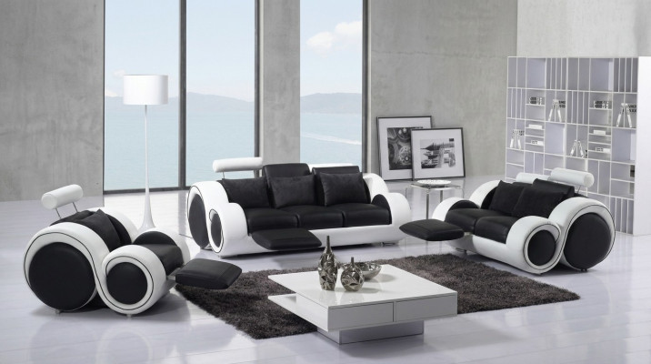 Ensemble de canapés design 3+1+1 Canapé en cuir Suite Canapé Rembourrage Set