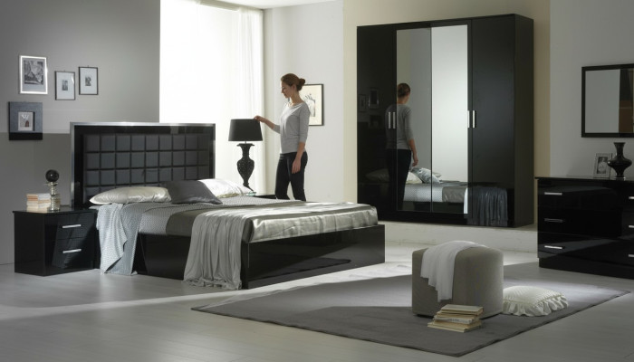 Design Chambre 6 pièces. Ensemble Complet de Chambre Lit Table de chevet Commode neuf