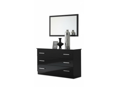 Tableau Commode Miroir Classique Coiffeuse Chambre Tabouret Ensemble Verni Brillant