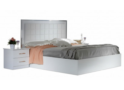 Lit 2x Table de chevet 3 pièces Ensemble de chambre Design Moderne Lits de Luxe Groupe nouveau