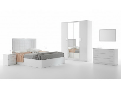 Lit Table de chevet Commode 6 pcs. Ensemble de chambre à coucher Design Moderne Chambre à coucher de luxe