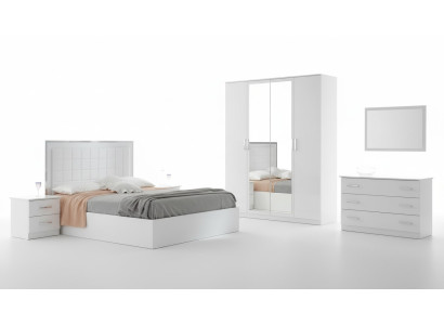 Lit Table de chevet Commode 6 pcs. Ensemble de chambre à coucher Design Moderne Chambre à coucher de luxe
