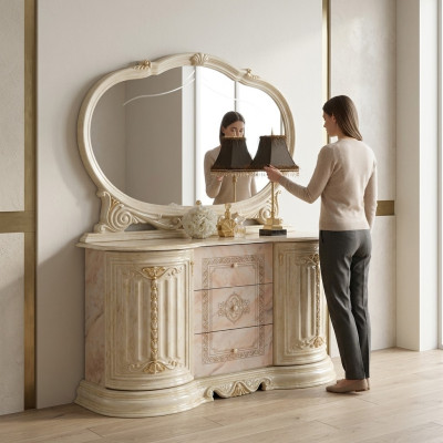 Miroir Commode Armoire Commodes Bahut Ensemble de chambre Bois Style moderne neuf