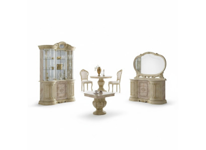Ensemble de salon et de salle à manger de luxe 2 pièces comprenant une table, un buffet, une vitrine classique et une table.