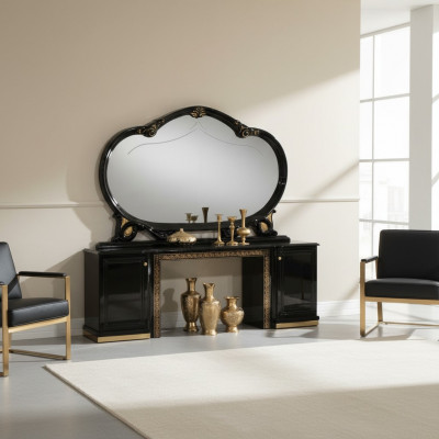 Miroir sur pied en verre, meuble de design italien. Miroir sur pied, table-console nouvelle.