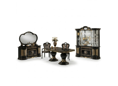 Classique r Design Table à manger Table Meubles Style italien Tables Noir Or