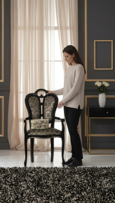 Chaise en bois Chaise de salle à manger Designer Textile Chaises royales Fauteuil Italie Meubles