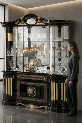 Vitrine Armoire en verre Armoire de salon Vitrine Vitrines Meubles italiens Bois