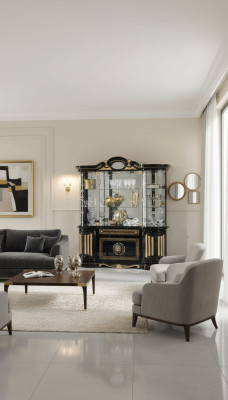 Vitrine Armoire en verre Armoire de salon Vitrine Vitrines Meubles italiens Bois