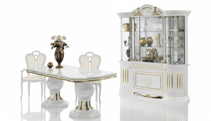 Salle à manger Ensemble complet Table Buffet Vitrine en bois Baroque Vitrines 2 pièces