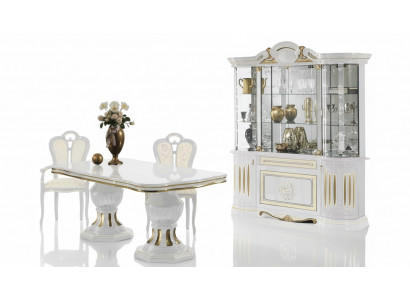 Salle à manger Ensemble complet Table Buffet Vitrine en bois Baroque Vitrines 2 pièces